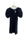 Maeve Size XS Black Cotton V Neck Short Puff Sleeve Rib Knit Body Con Dress Black / XS