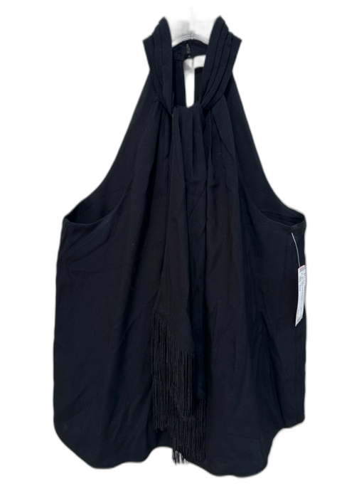 Joie Size XXS Black Viscose Fringe Twist Neck Sleeveless Top Black / XXS