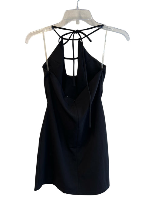 Princess Polly Size 6 Black Polyester & Spandex Tie Halter Back Zip Dress Black / 6