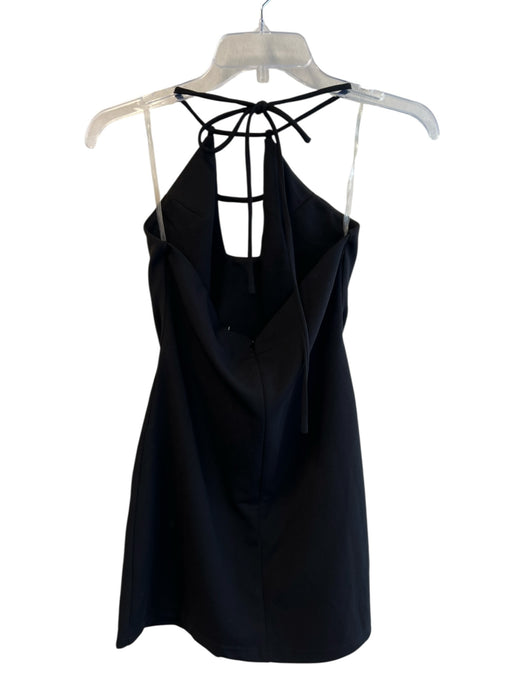 Princess Polly Size 6 Black Polyester & Spandex Tie Halter Back Zip Dress Black / 6