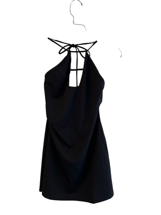 Princess Polly Size 6 Black Polyester & Spandex Tie Halter Back Zip Dress Black / 6