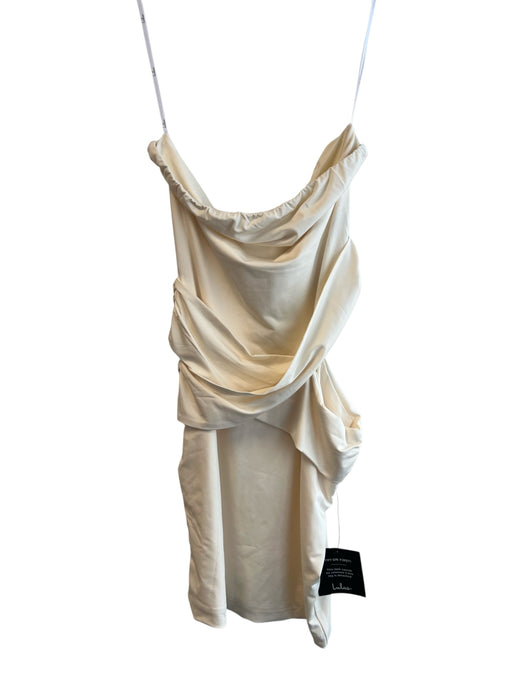 Lulus Size S Butter Yellow Polyester Strapless Fold Over Side Cut Outs Dress Butter Yellow / S