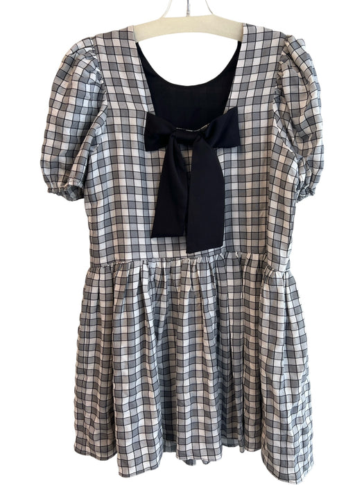 English Factory Size L Grey & Black Polyester Blend Round Neck Scoop Back Dress Grey & Black / L