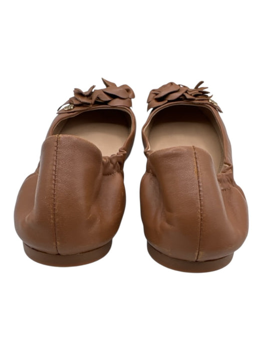 Tory Burch Shoe Size 8 Brown Leather Ballet Flat Floral Ruffles Flats Brown / 8