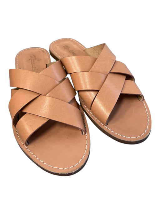 Madewell Shoe Size 7.5 Brown Leather Upper Rubber Sole Cross Strap Sandal Shoes Brown / 7.5