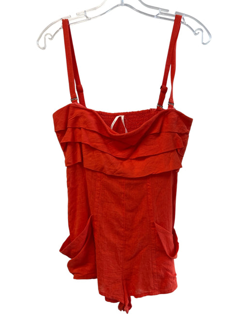 Anthropologie Size XXS Orange Linen & Viscose Removable Straps Strapless Romper Orange / XXS