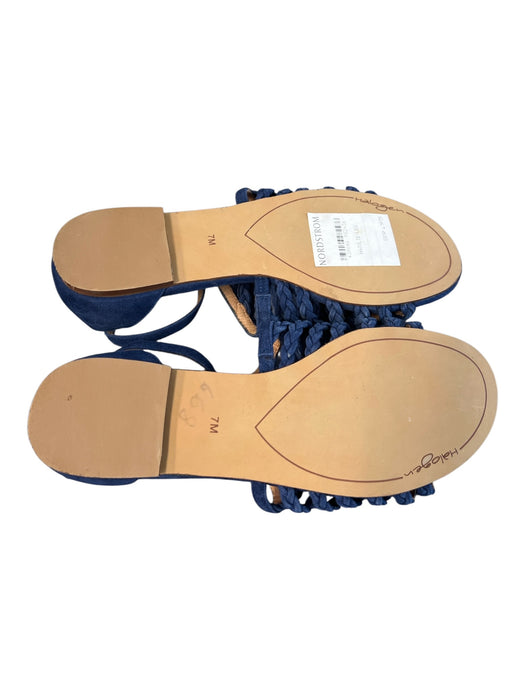 Halogen Shoe Size 7 Blue Suede Braided Design Ankle Buckle Open Toe Shoes Blue / 7