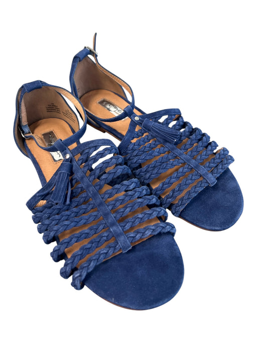 Halogen Shoe Size 7 Blue Suede Braided Design Ankle Buckle Open Toe Shoes Blue / 7