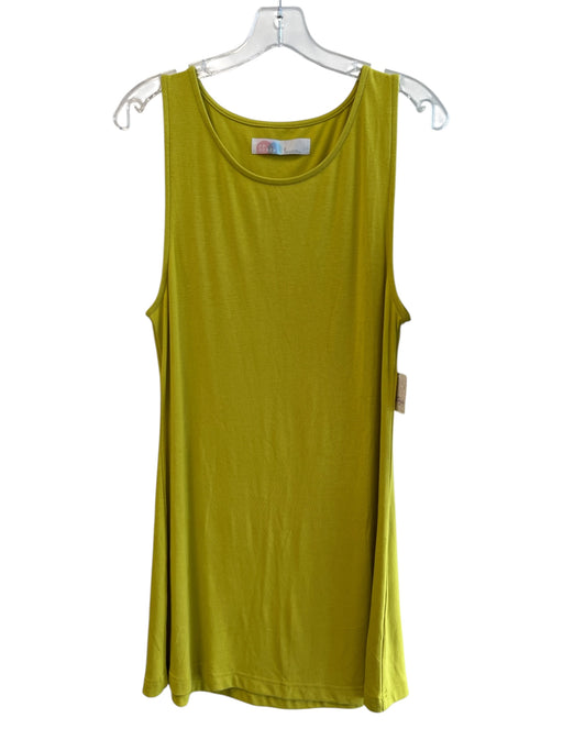 FP Beach Size Large Yellow Viscose Blend Flowy Solid Round Neck Sleeveless Dress Yellow / Large