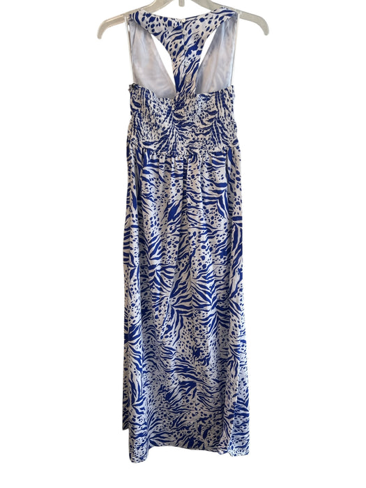 Sincerely Jules Size S Blue Rayon Blend V Neck Abstract Animal Print Maxi Dress Blue / S