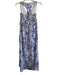 Sincerely Jules Size S Blue Rayon Blend V Neck Abstract Animal Print Maxi Dress Blue / S