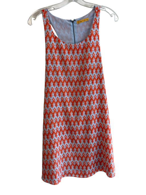 Alice & Olivia Size S Orange No Fabric Tag Abstract Round Neck zipper back Dress Orange / S