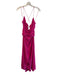 Zara Size Medium Hot pink Polyester Back Zip Deep V neck Spaghetti Strap Dress Hot pink / Medium