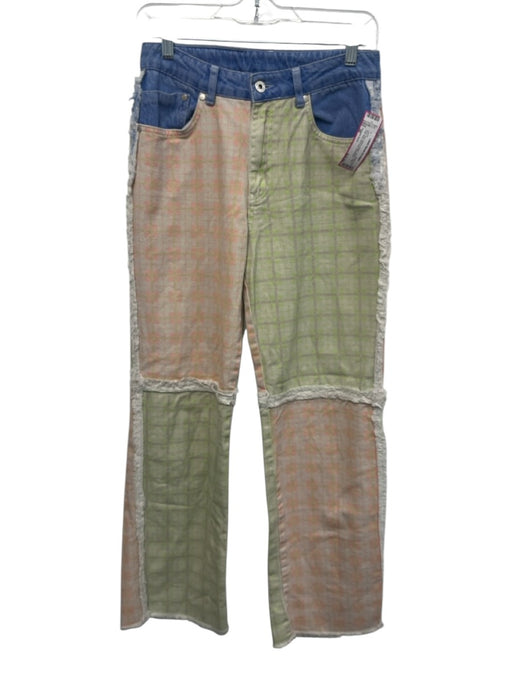 Ragged Jeans Size 26 Blue, Pink, Green Cotton Denim Plaid High Rise Jeans Blue, Pink, Green / 26