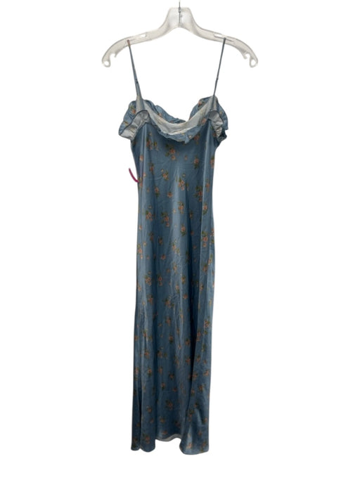 Reformation Size S Blue, Pink, Green Silk Spaghetti Strap Floral Midi Dress Blue, Pink, Green / S
