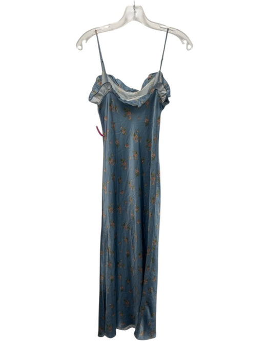 Reformation Size S Blue, Pink, Green Silk Spaghetti Strap Floral Midi Dress Blue, Pink, Green / S