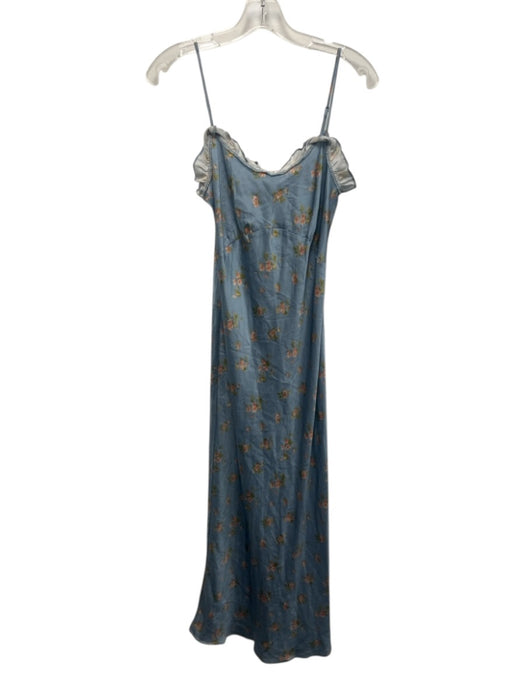 Reformation Size S Blue, Pink, Green Silk Spaghetti Strap Floral Midi Dress Blue, Pink, Green / S