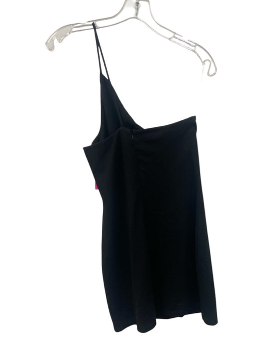 Lovers + Friends Size M Black Rayon Blend One Shoulder Body Con Back Zip Dress Black / M