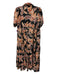 TCEC Size M Black, Orange, Pink Rayon Blend Short Sleeve Floral Midi Dress Black, Orange, Pink / M