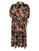 TCEC Size M Black, Orange, Pink Rayon Blend Short Sleeve Floral Midi Dress Black, Orange, Pink / M