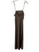 House of Harlow Size M Brown Polyester Spaghetti Strap Cinch Detail Slit Dress Brown / M