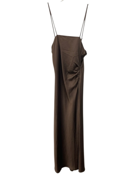 House of Harlow Size M Brown Polyester Spaghetti Strap Cinch Detail Slit Dress Brown / M