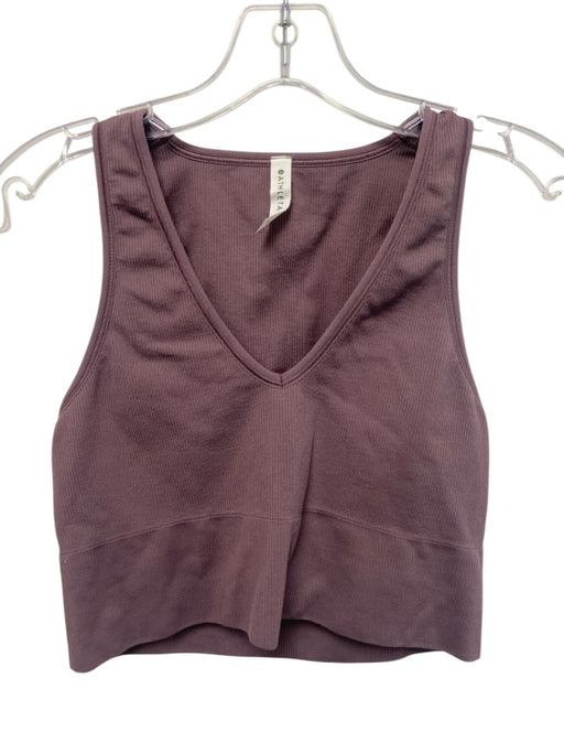 Athleta Size M Purple Gray Nylon Sleeveless Ribbed V Neck Cropped Top Purple Gray / M