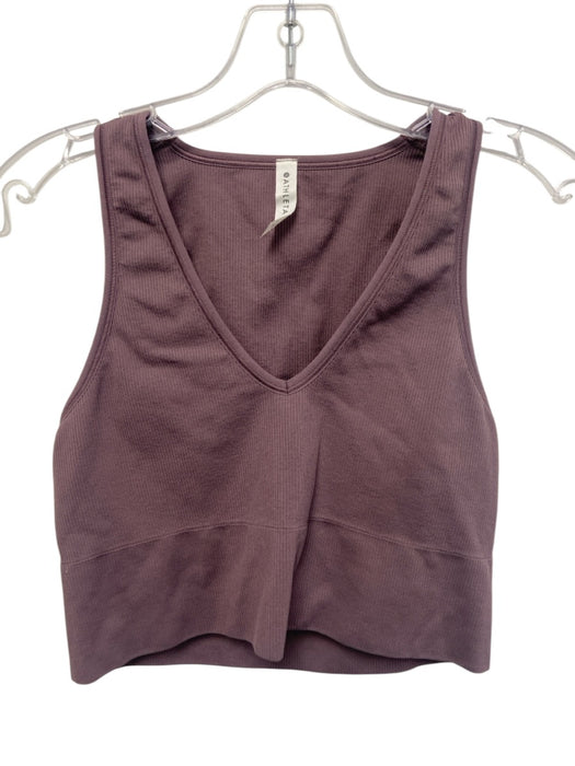 Athleta Size M Purple Gray Nylon Sleeveless Ribbed V Neck Cropped Top Purple Gray / M