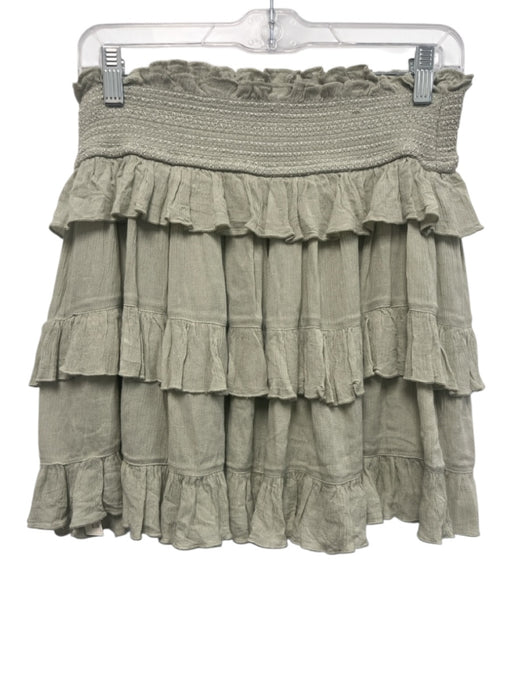 Free People Size M Mint Green Viscose Smocked Waist Band Tiered Mid Rise Skirt Mint Green / M