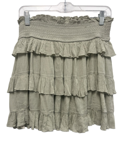 Free People Size M Mint Green Viscose Smocked Waist Band Tiered Mid Rise Skirt Mint Green / M
