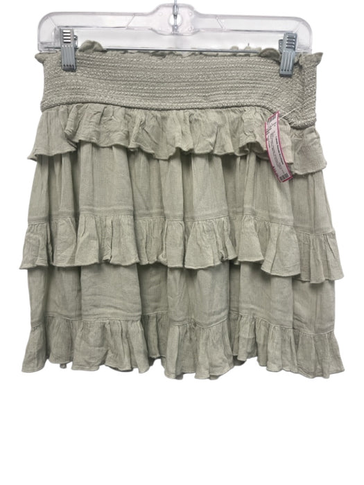 Free People Size M Mint Green Viscose Smocked Waist Band Tiered Mid Rise Skirt Mint Green / M