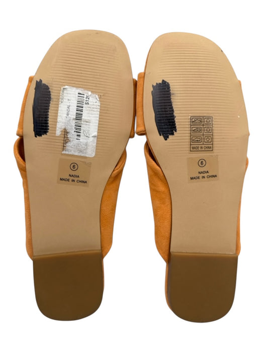 Yosi Samra Shoe Size 6 Orange Suede Flat Twist Square Toe Sandals Orange / 6