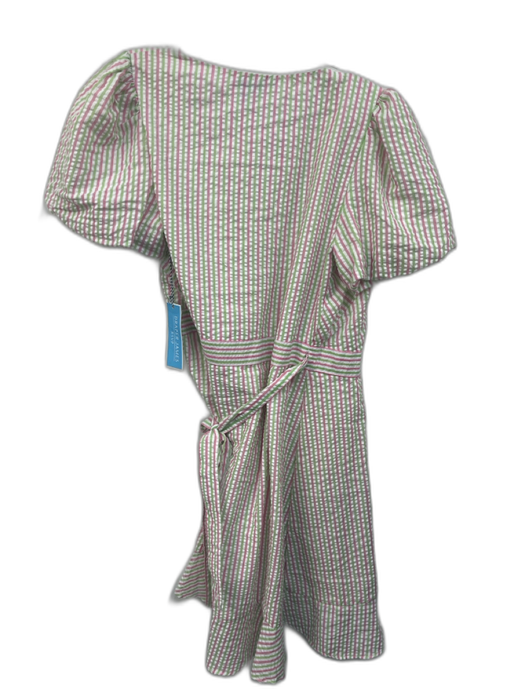 Draper James Size S White, Pink & Green Polyester Blend Seersucker Striped Dress White, Pink & Green / S