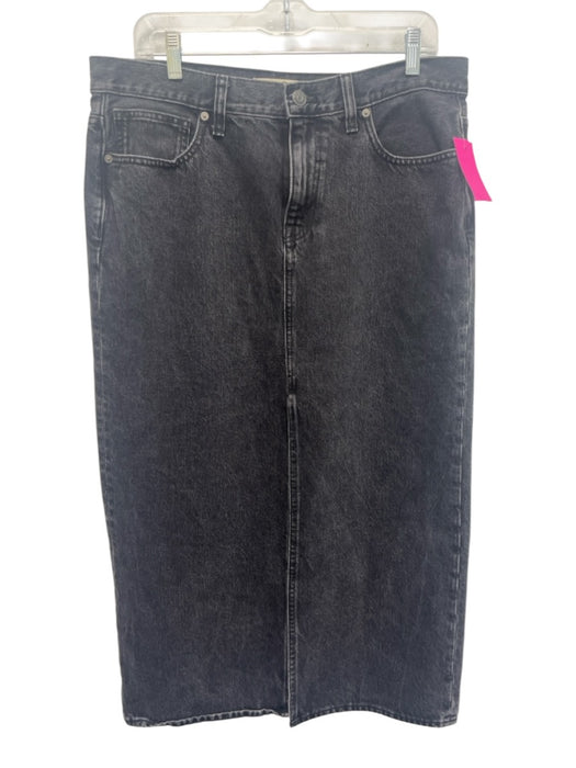 Madewell Size 29 Charcoal Black Cotton Denim Front Slit Button & Zip Fly Skirt Charcoal Black / 29