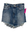We The Free Size 27 Medium Wash Cotton Denim Raw Hem Button & Zip Fly Mini Skirt Medium Wash / 27
