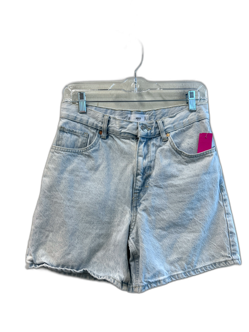 MNG Size 4 Light Wash Cotton High Rise Zip Flap Closure 5 Pocket Shorts Light Wash / 4