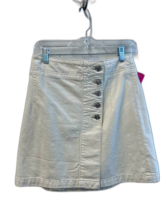 Current/Elliott Size 27 Cream Cotton Denim High Rise Asymmetric Skirt Cream / 27