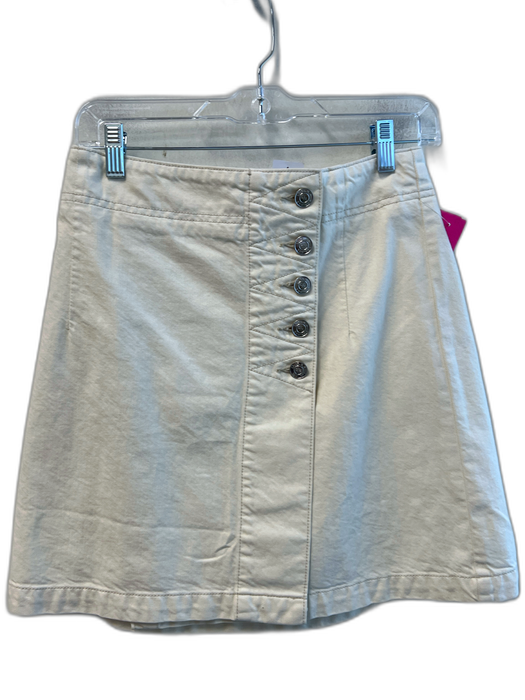 Current/Elliott Size 27 Cream Cotton Denim High Rise Asymmetric Skirt Cream / 27