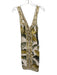Farm Rio Size M Cream Beige & Green Linen Botanical Palm Frond Print Dress Cream Beige & Green / M