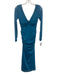 Anthropologie Size XXS Teal Blue Polyester Blend Mesh Overlay Ruched Dress Teal Blue / XXS