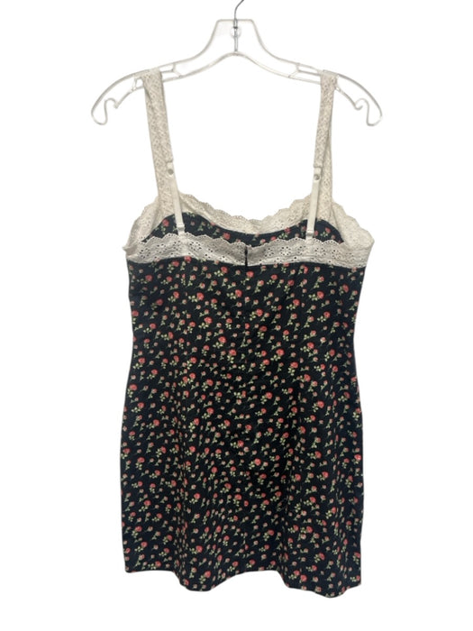 For Love & Lemons Size M Black, Green & Red Cotton Blend Floral Bow Detail Dress Black, Green & Red / M