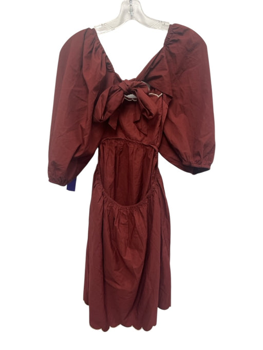 Forever That Girl Size M Maroon Red Cotton 1/2 Balloon Sleeve Tie Back Dress Maroon Red / M