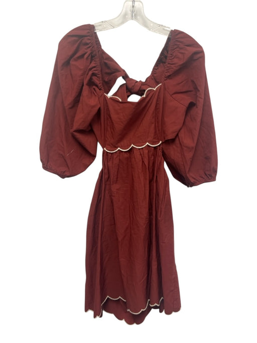 Forever That Girl Size M Maroon Red Cotton 1/2 Balloon Sleeve Tie Back Dress Maroon Red / M