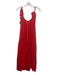 Free People Size M Red Rayon Tie Shoulders Gathered Tiered Asymmetric Dress Red / M