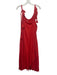 Free People Size M Red Rayon Tie Shoulders Gathered Tiered Asymmetric Dress Red / M