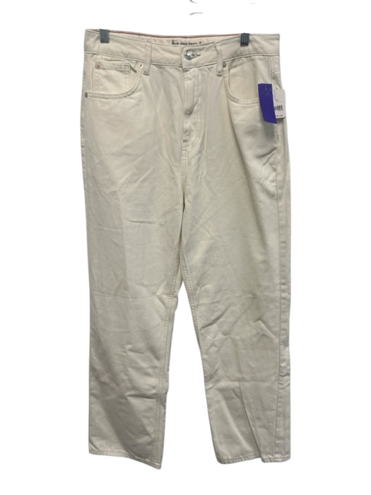 We The Free Size 30 Cream White Cotton Denim High Rise Button & Zip Fly Jeans Cream White / 30
