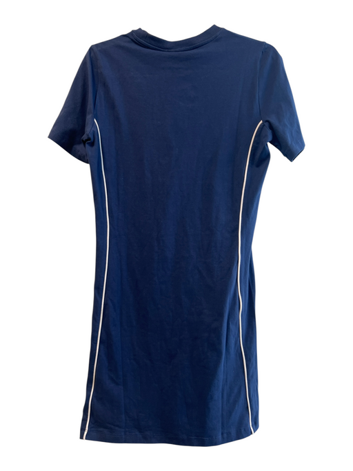 Adidas Size Large Navy Cotton Crew Crew Neck Short Sleeve Knee length Dress Navy / Large