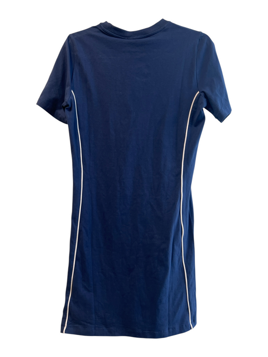 Adidas Size Large Navy Cotton Crew Crew Neck Short Sleeve Knee length Dress Navy / Large
