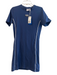 Adidas Size Large Navy Cotton Crew Crew Neck Short Sleeve Knee length Dress Navy / Large
