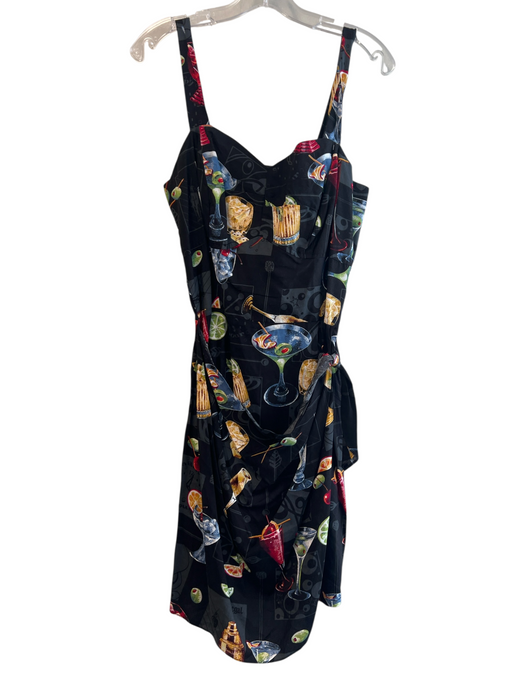 Paradise Found Size Large Black Multi Rayon Sleeveless Back Zip Faux Wrap Dress Black Multi / Large